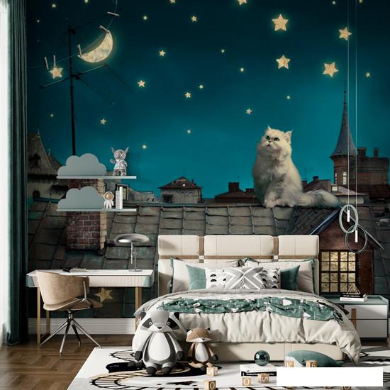 Обои ФабрикаФресок Кот на крыше 473270 (300x270)