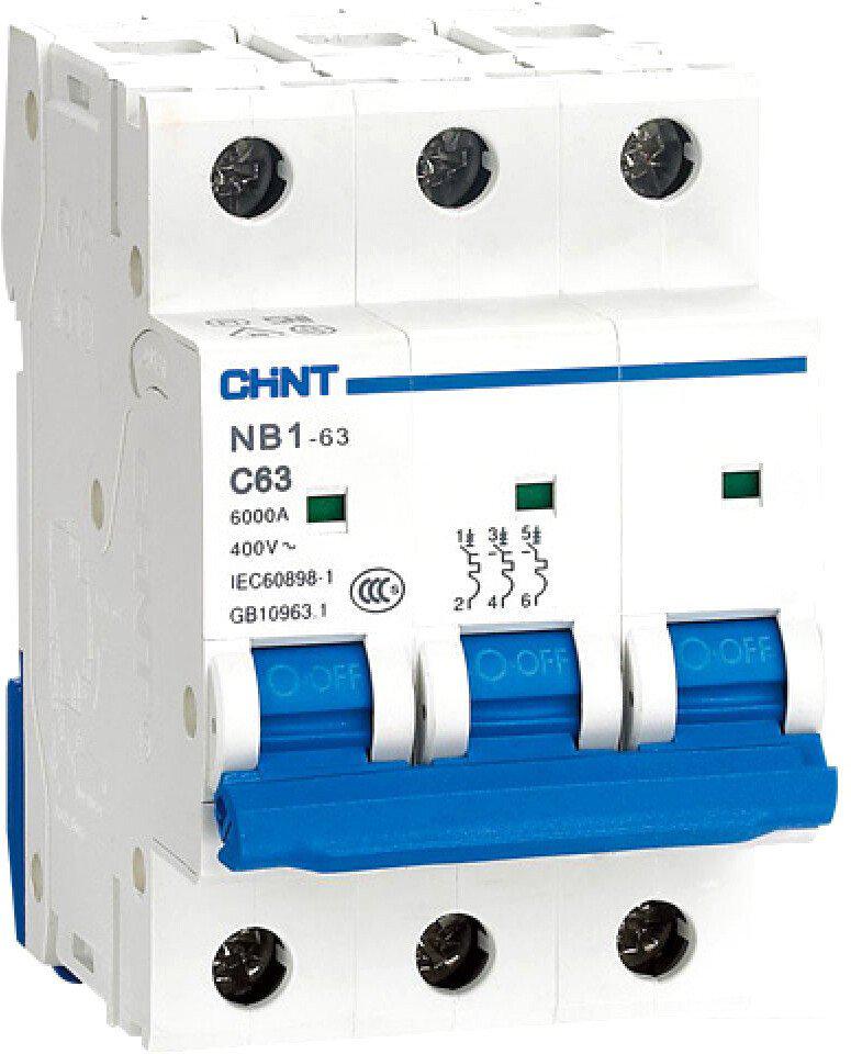 Выключатель автоматический Chint NB1-63 3P 10A 6кА (C) 179698