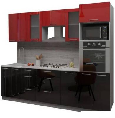 Готовые кухни Интерлиния Мила Gloss 2.8 (красный-черный)