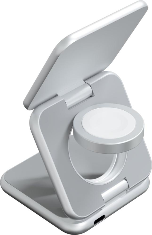 Беспроводное зарядное Magssory Fold Pro 3 в 1 WCH063 (серебристый)