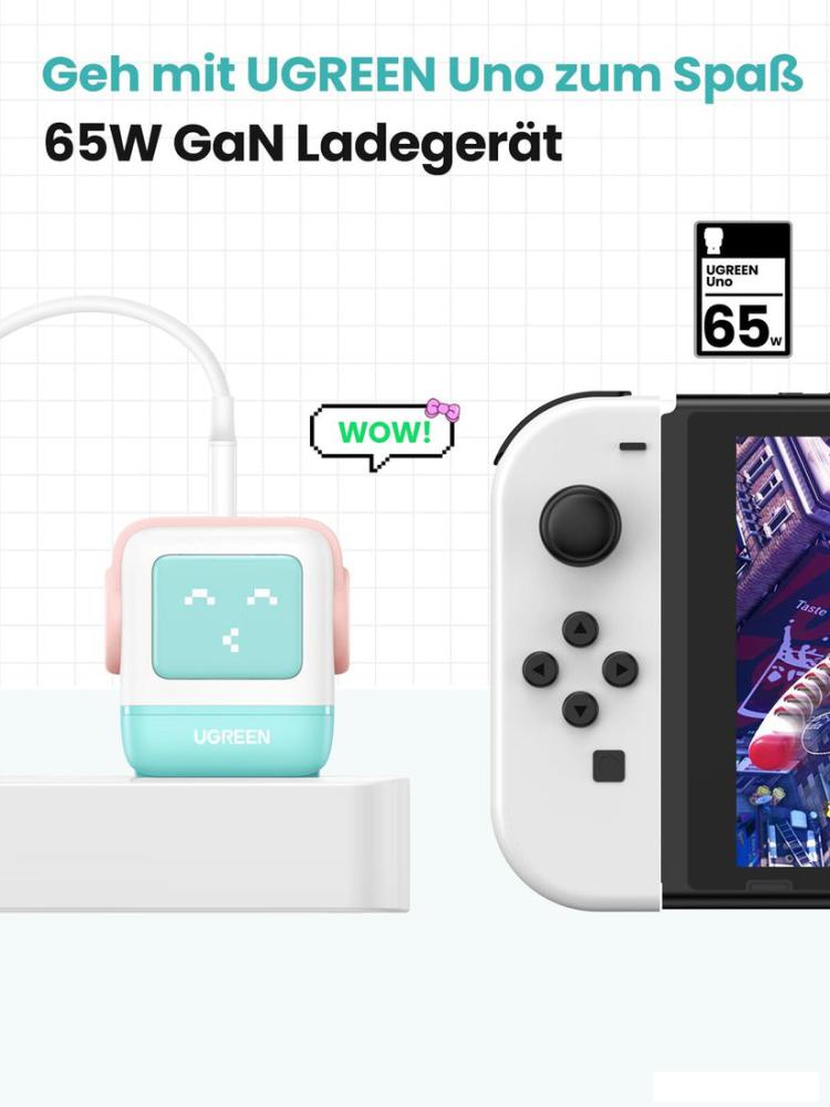 Сетевое зарядное Ugreen Nexode RG 65W CD361 (голубой/розовый)