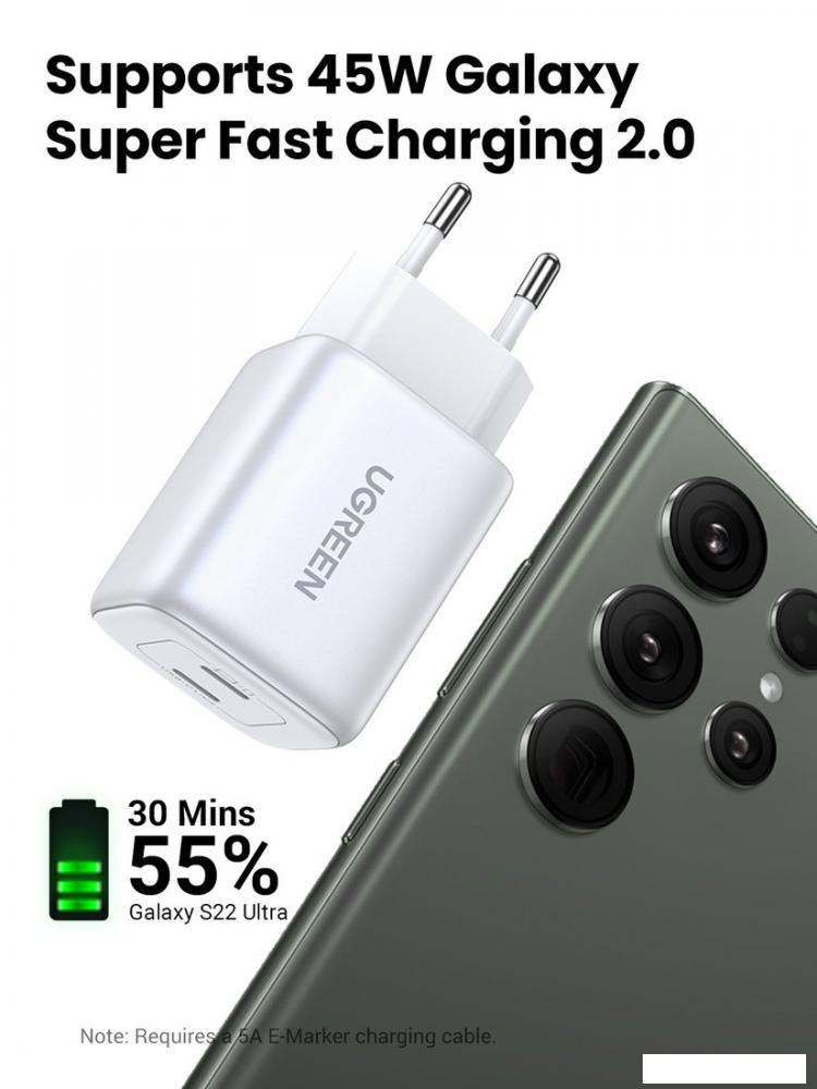 Сетевое зарядное Ugreen CD294 15327 (белый)