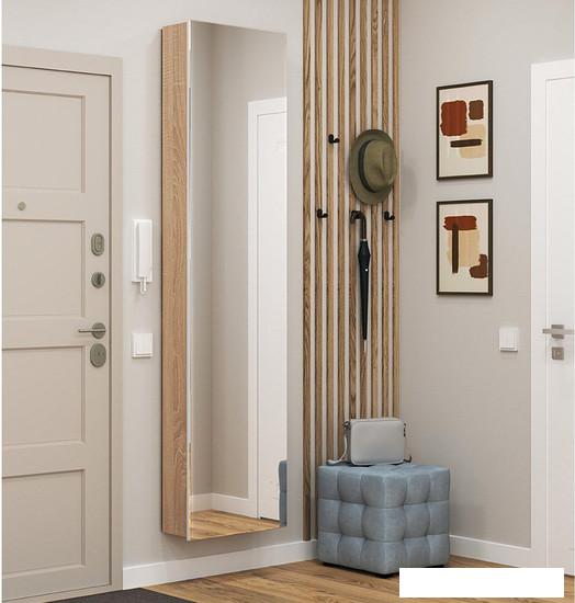 Банкетки, тумбы и полки для обуви Трия Тип 16 с зеркалом (дуб сонома/белая шагрень)