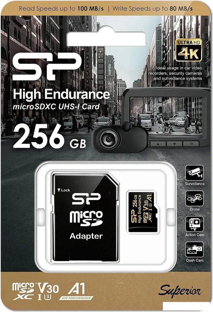 Карта памяти Silicon-Power Golden Series High Endurance microSDXC SP256GBSTXDV3V1HSP 256GB (с адаптером)