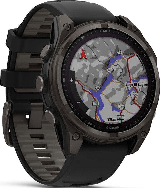 Умные часы Garmin Fenix 8 Solar, Sapphire 47мм (титановый угольно-серый DLC с черным ремешком)