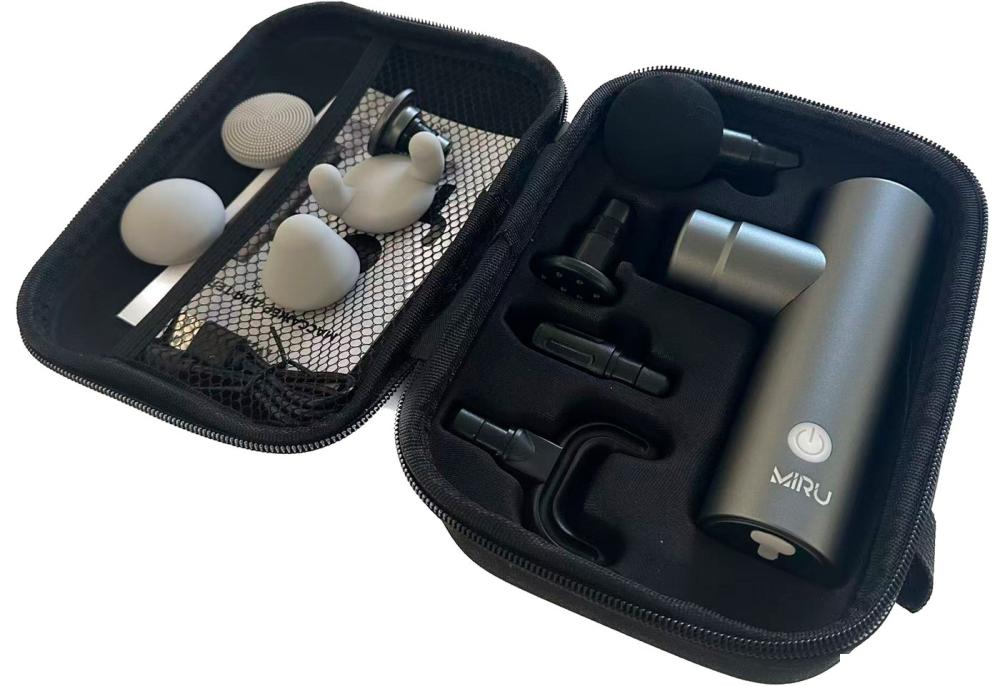 Перкуссионный массажер Miru BM-18 (8 насадок, серый)