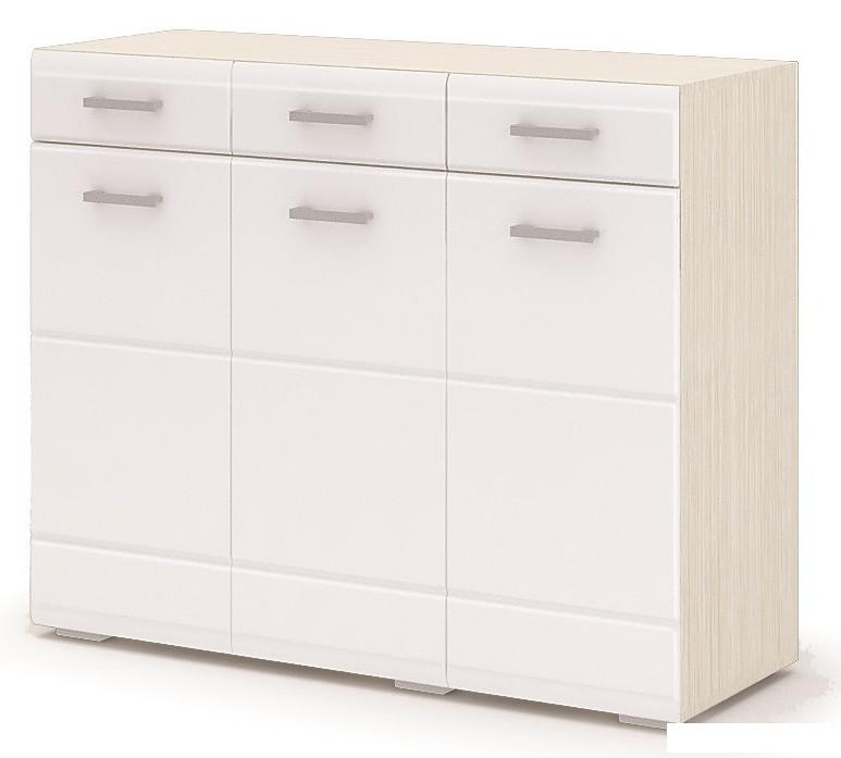 Комод Стендмебель Симба 3 ящика (белый глянец-дуб белфорт)