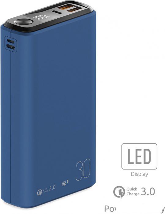 Внешний аккумулятор Olmio QS-30 30000mAh (темно-синий)