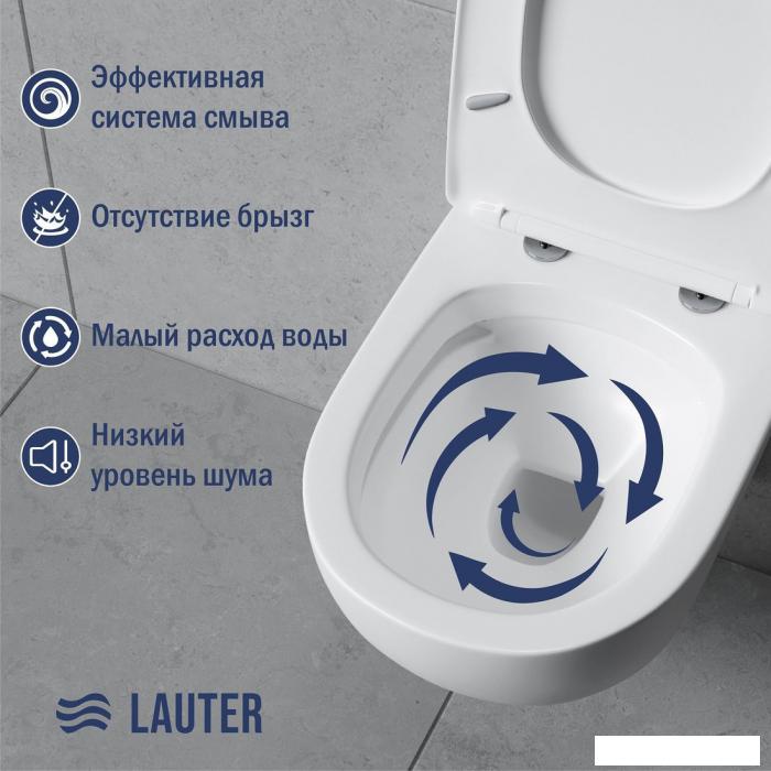 Унитаз подвесной Lauter Sulzdorf с микролифтом и кнопкой смыва 219704J (черный)