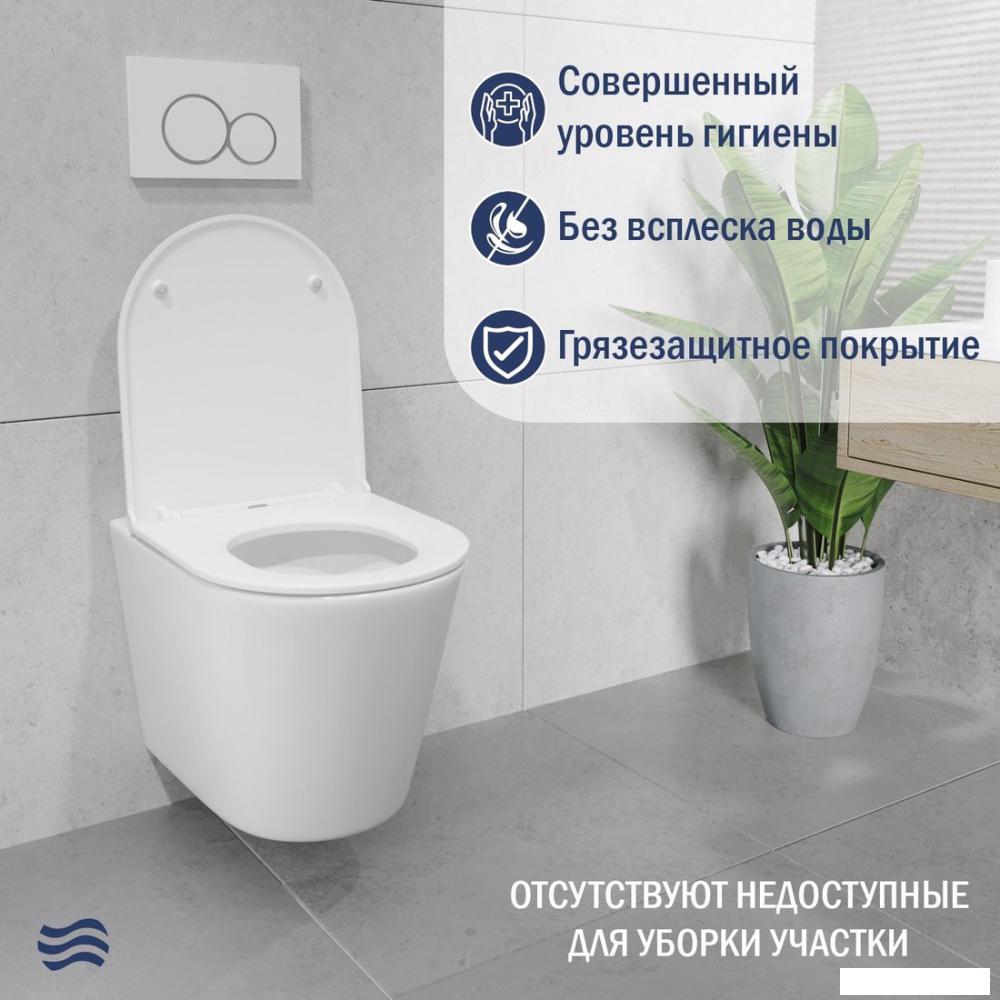 Унитаз подвесной Lauter Longer 2110822 с кнопкой 219701E (круглая, хром)