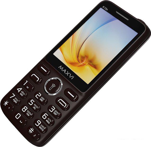 Кнопочный телефон Maxvi K15n (коричневый) Кнопочный телефон Maxvi K15n (коричневый)