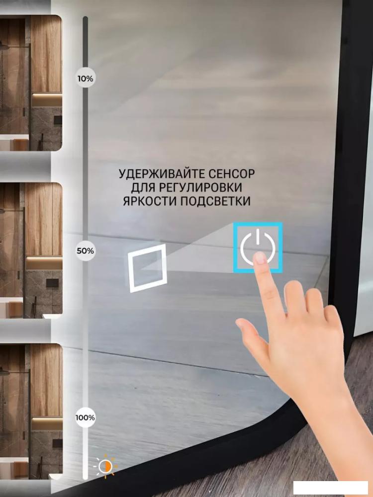 Зеркало с подсветкой  EMZE Smartphone 50x100 LED.UV.SMART.50.100.CHE (черный)