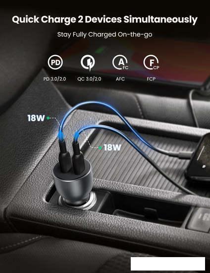 Автомобильное зарядное Ugreen CD213 70594