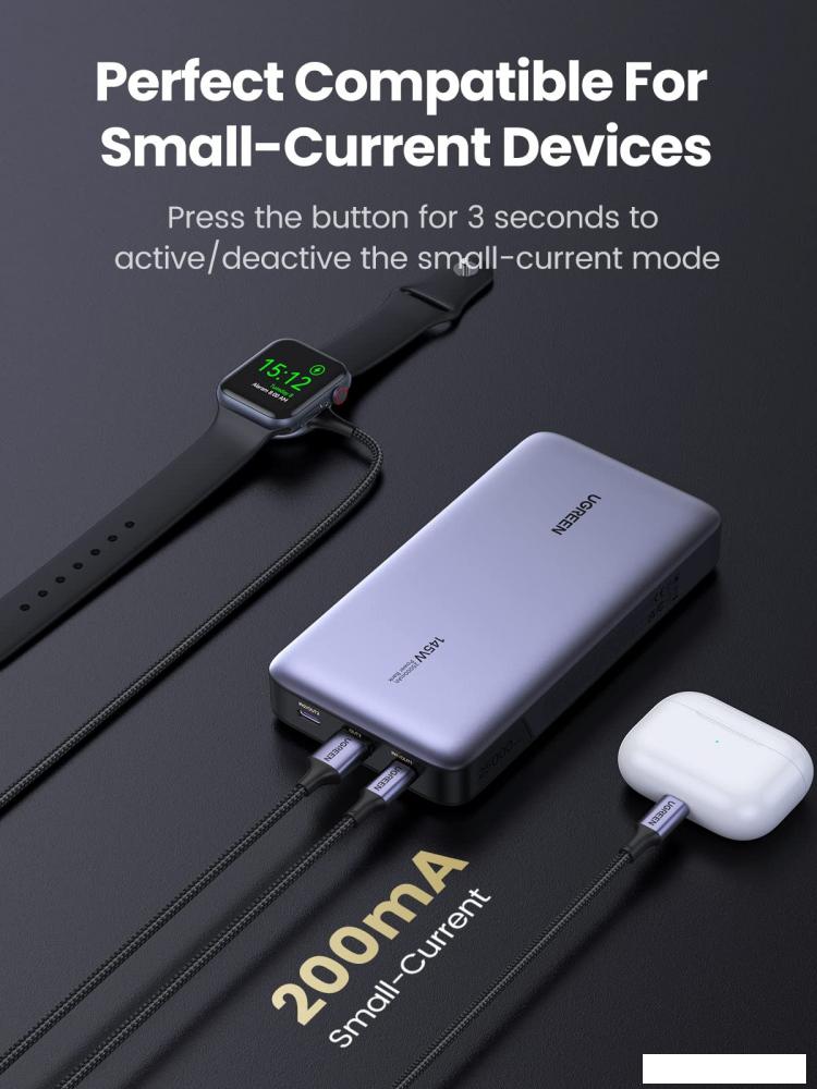 Внешний аккумулятор Ugreen PB205 25000mAh (серый)