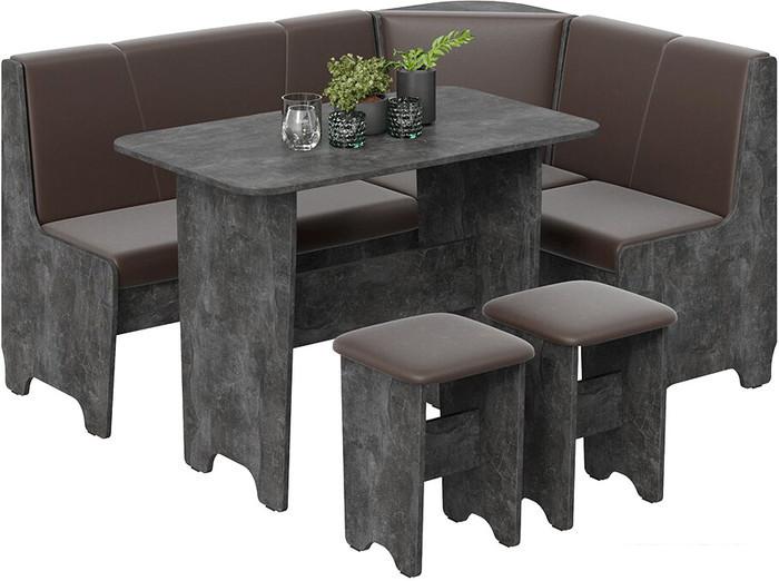 Обеденная группа Трия Техас исп. 1 (ателье темный/экокожа коричневый)