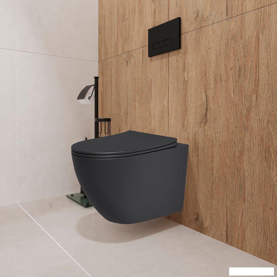 Унитазы Lauter Augsburg с жестким сиденьем Soft Close 21109EC (черный матовый, скрытое крепление)