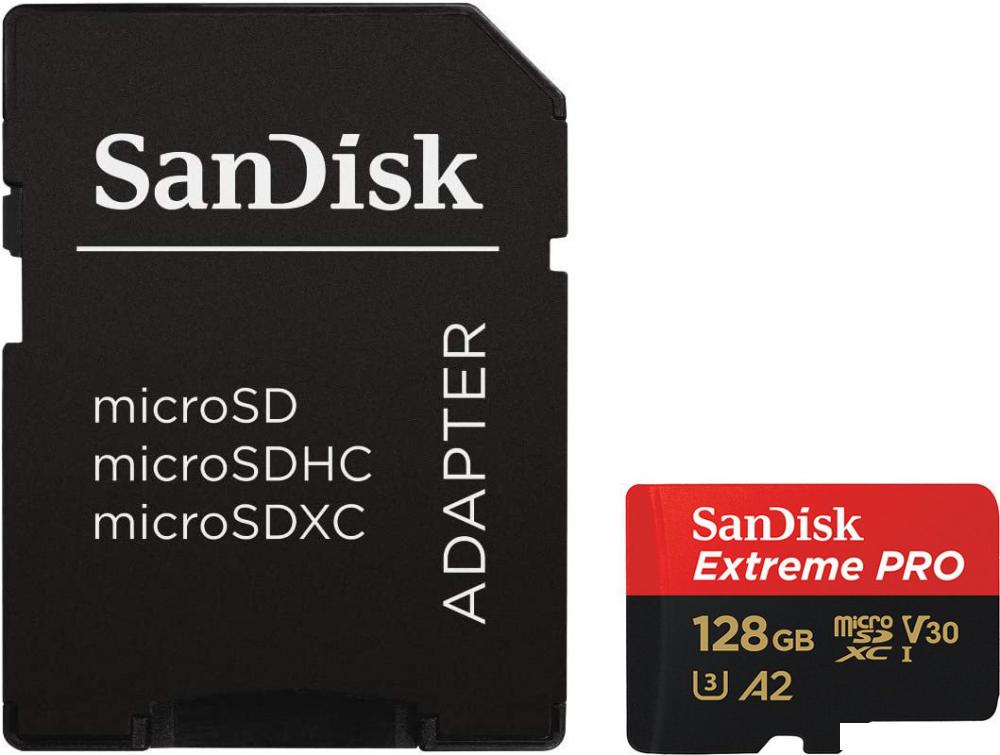 Карта памяти SanDisk Extreme PRO microSDXC SDSQXCD-128G-GN6MA 128GB (с адаптером) Карта памяти SanDisk Extreme PRO microSDXC SDSQXCD-128G-GN6MA 128GB (с адаптером)