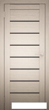 Межкомнатные двери Юни Амати 1 (ч) 60x200 (дуб беленый/черное стекло)