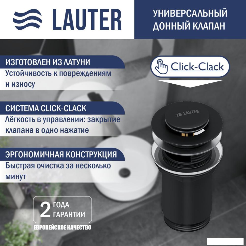 Умывальник Lauter 21601E + клапан 21190B + сифон 21635B (черный матовый)