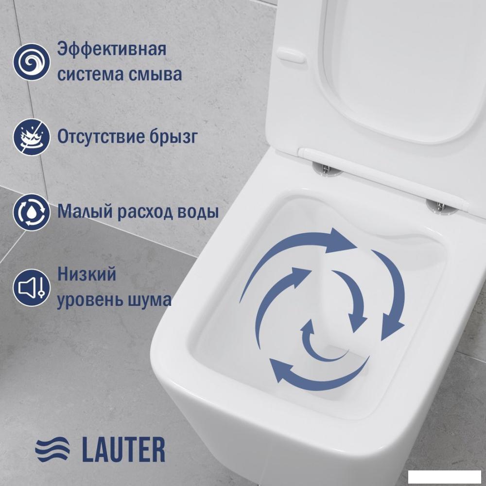 Унитаз подвесной Lauter Square 214903 с кнопкой 219702E (круглая, белый)