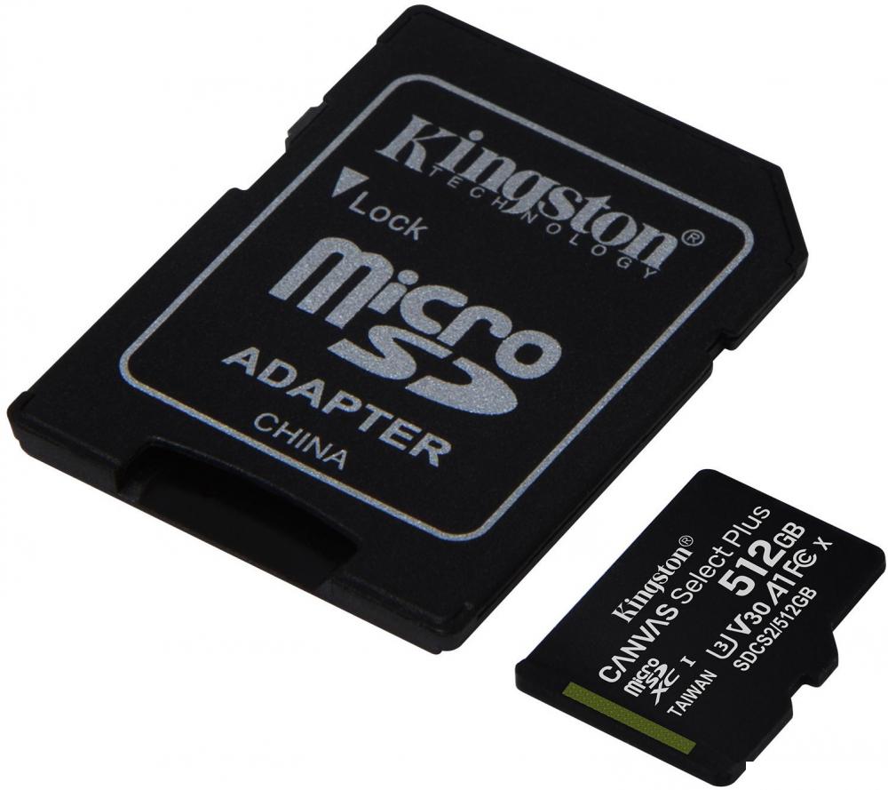 Карта памяти Kingston Canvas Select Plus microSDXC 512GB (с адаптером) Карта памяти Kingston Canvas Select Plus microSDXC 512GB (с адаптером)
