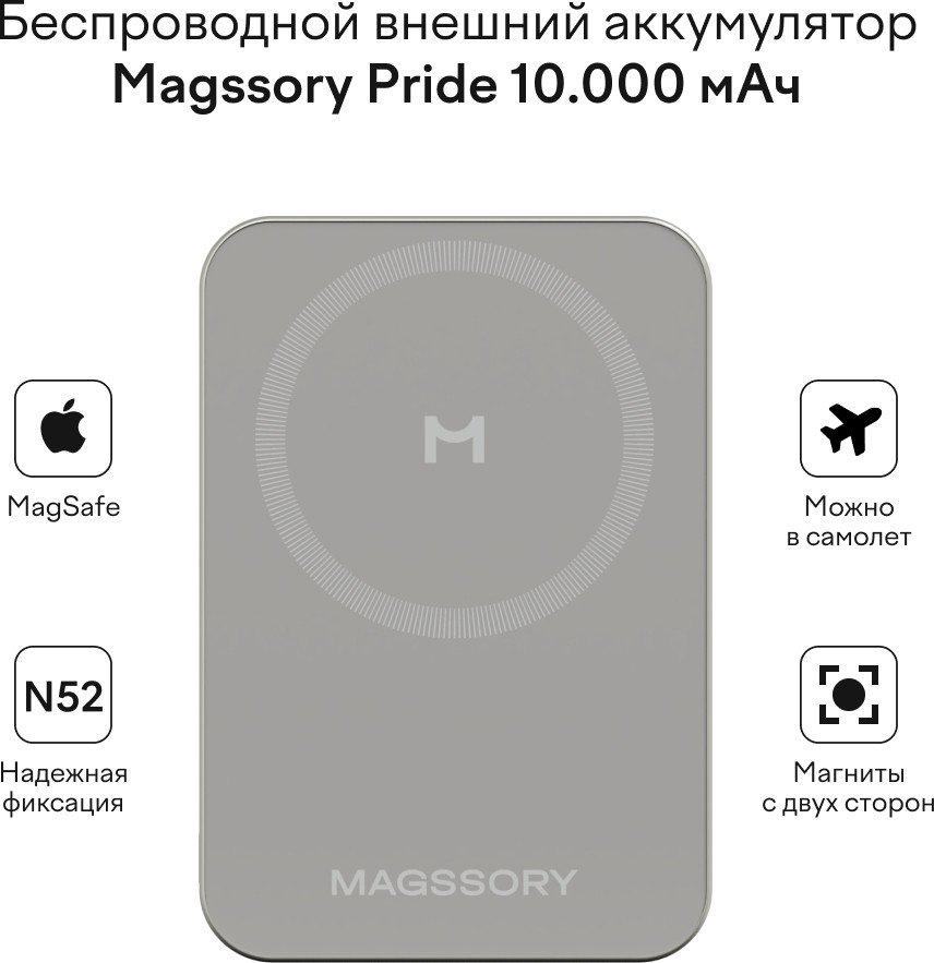 Внешний аккумулятор Magssory Pride Magnetic Power Bank 10000mAh PBN021