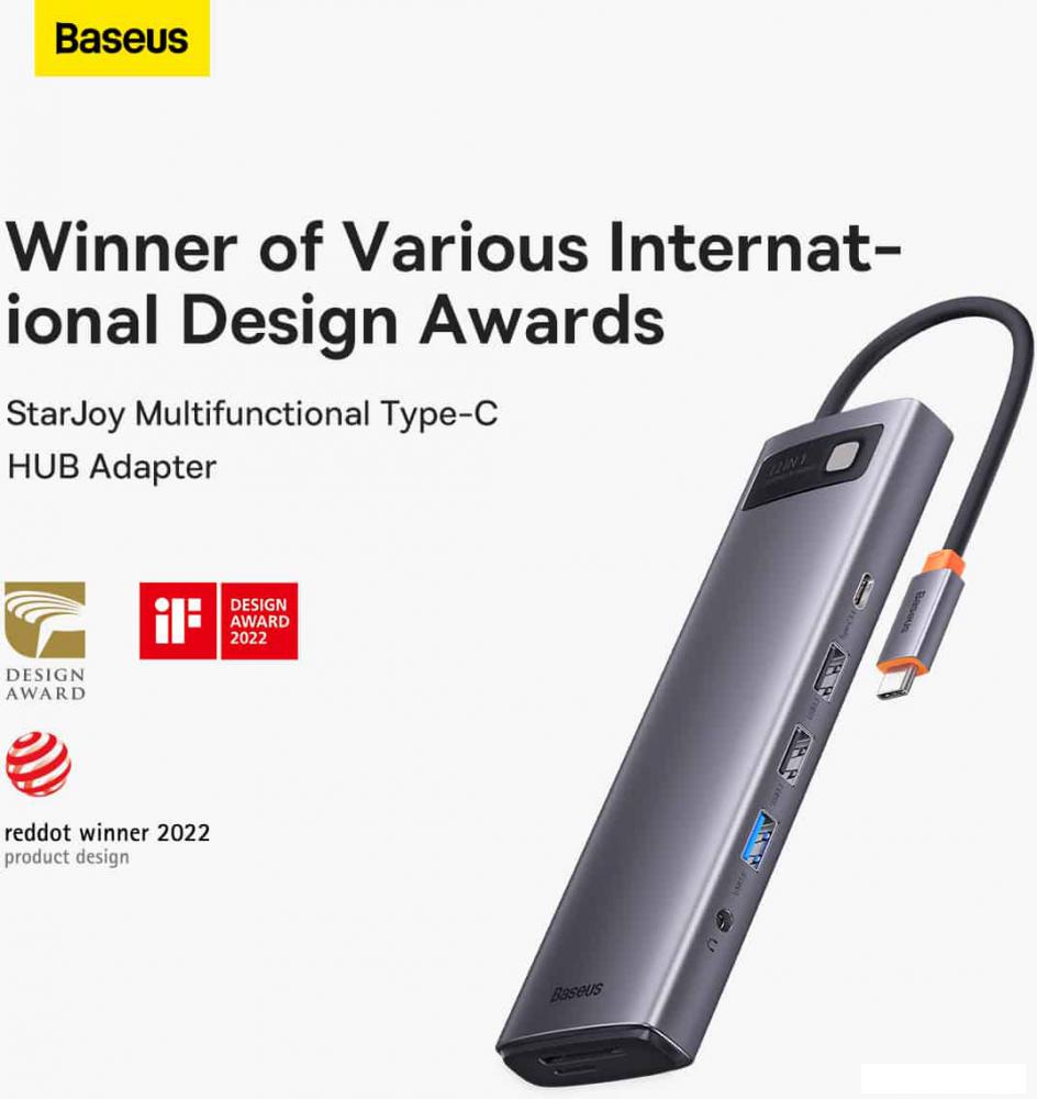 Док-станция Baseus Metal Gleam Series 12-in-1 Multifunctional Type-C Hub Docking Station WKWG020213
