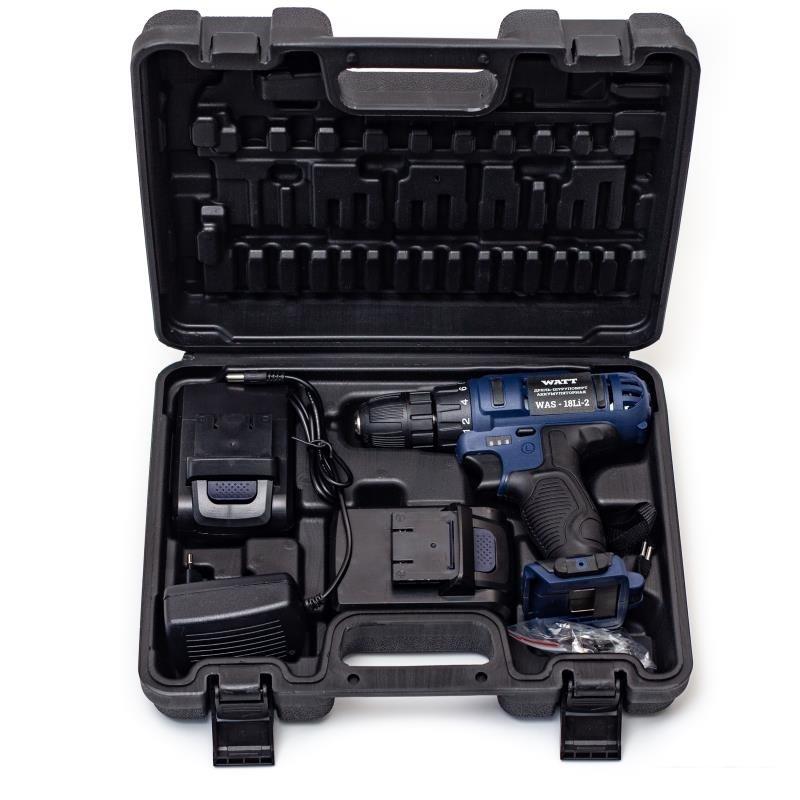 Шуруповерты, гайковерты, электроотвертки WATT WAS-18 Li-2 1.018.031.02 (с 2-мя АКБ)