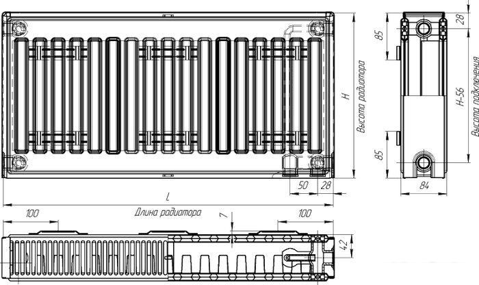 Радиаторы отопления Лидея ЛК 21-508 тип 21 500x800