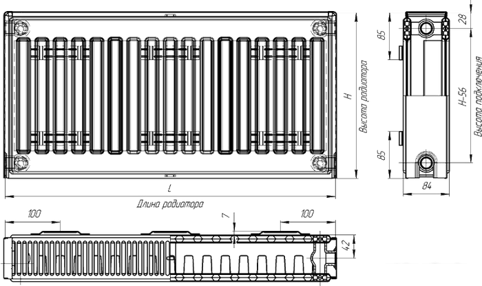 Радиаторы отопления Лидея ЛК 21-508 тип 21 500x800