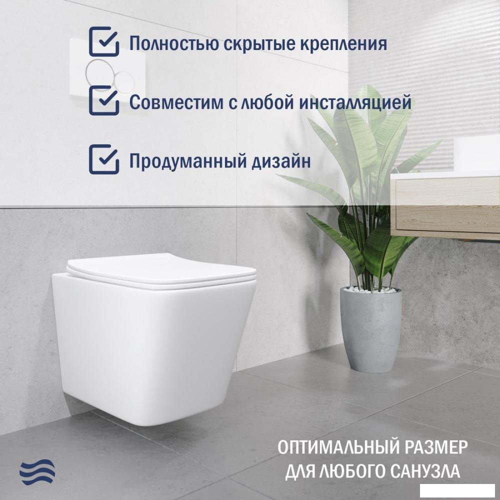 Унитаз подвесной Lauter Square 214903 с кнопкой 219702E (круглая, белый)