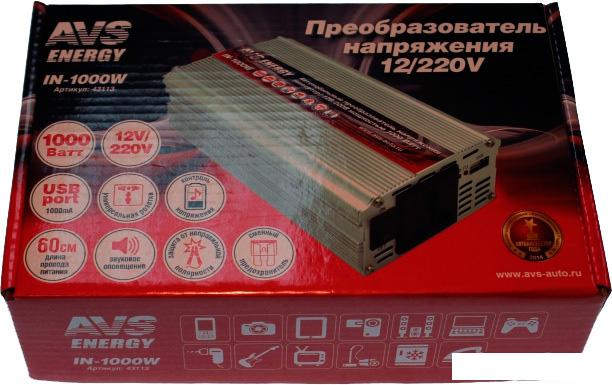 Автомобильный инвертор AVS 12/220V IN-1000W