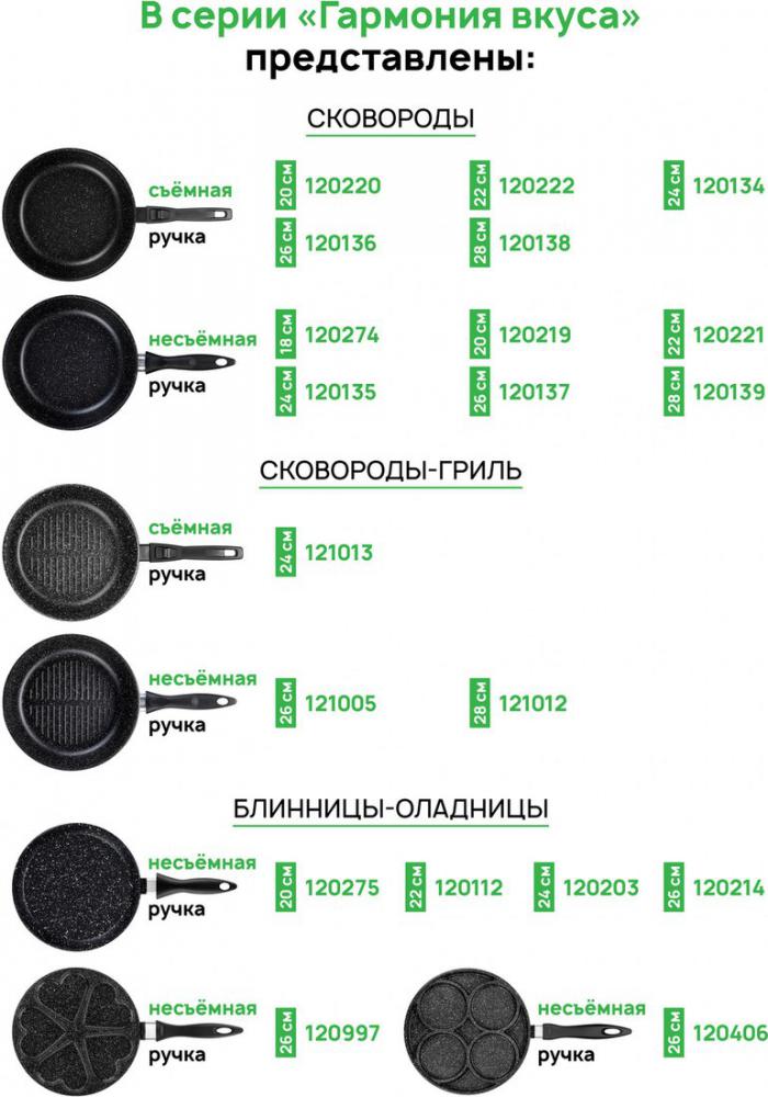 Сковороды Elan Gallery Гармония вкуса 120112+4 (черный мрамор)