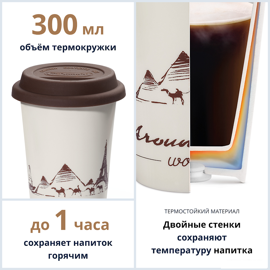 Многоразовый стакан DeLonghi DLSC057 0.3л (белый/коричневый)