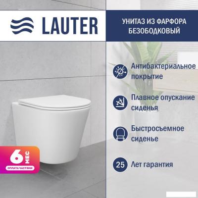 Унитаз подвесной Lauter Longer 2110822 с кнопкой 219701E (круглая, хром)