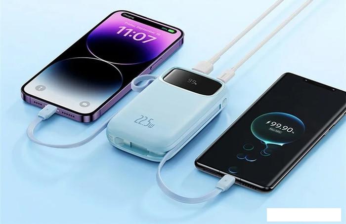 Портативные зарядные устройства Baseus Qpow2 Dual-Cable Digital Display Fast Charge Power Bank 22.5W 10000mAh (голубой)