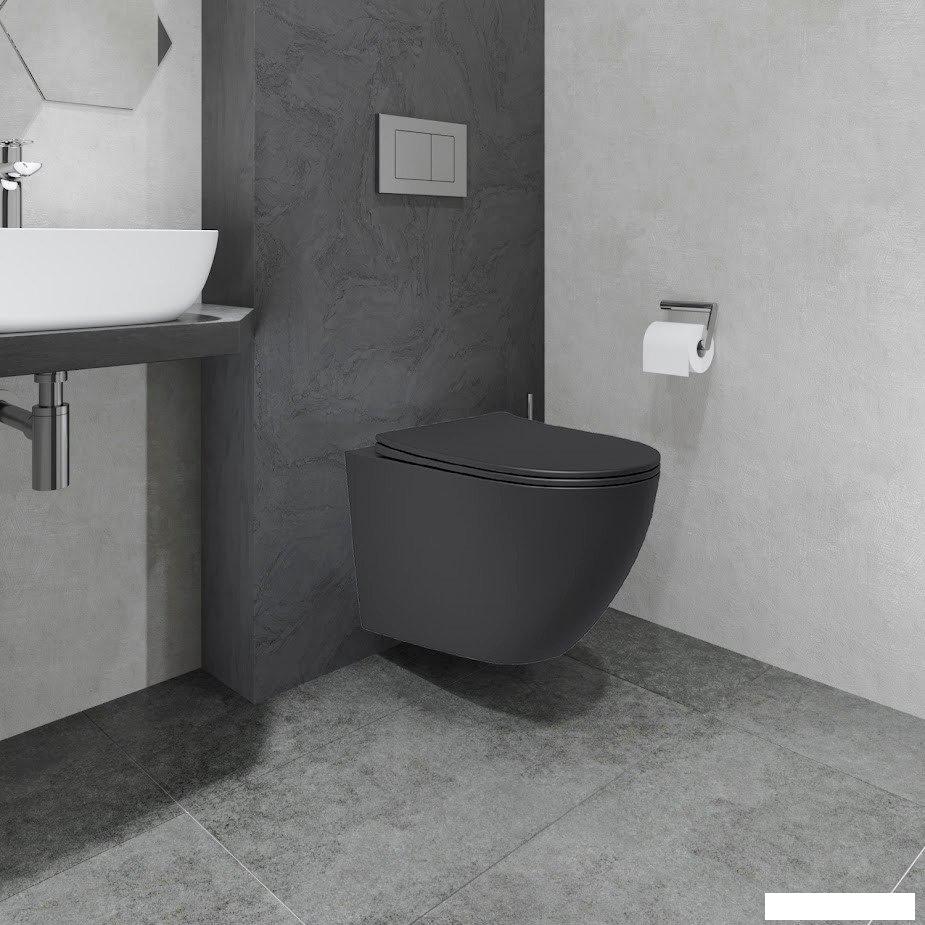 Унитазы Lauter Augsburg с жестким сиденьем Soft Close 21109EC (черный матовый, скрытое крепление)