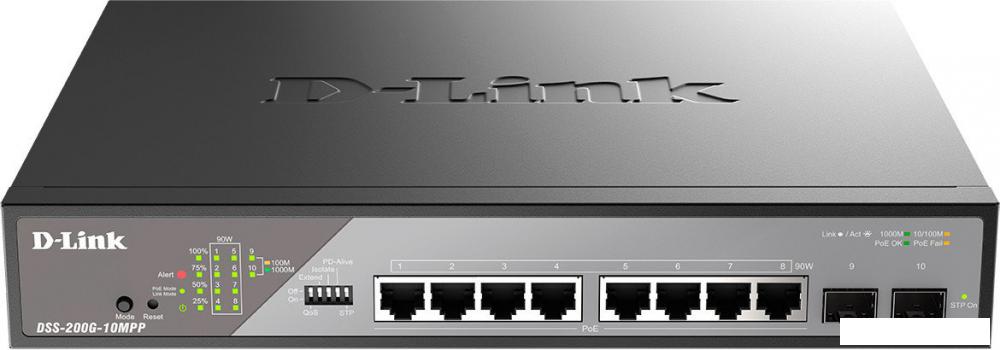 Управляемый коммутатор 2-го уровня D-Link DSS-200G-10MPP/A1A