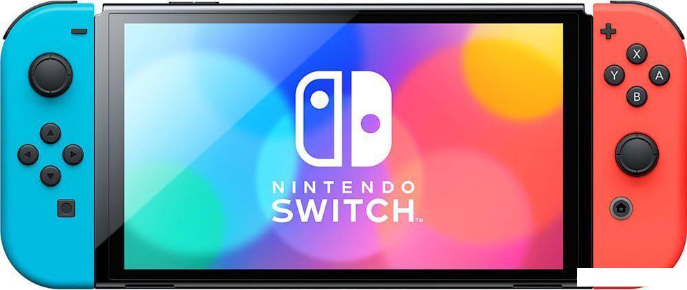 Игровая приставка Nintendo Switch OLED (черный, с неоновыми Joy-Con)