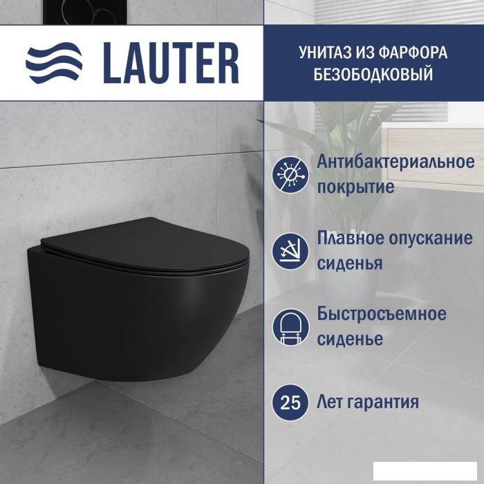 Унитаз подвесной Lauter Sulzdorf с микролифтом и кнопкой смыва 219704J (черный)