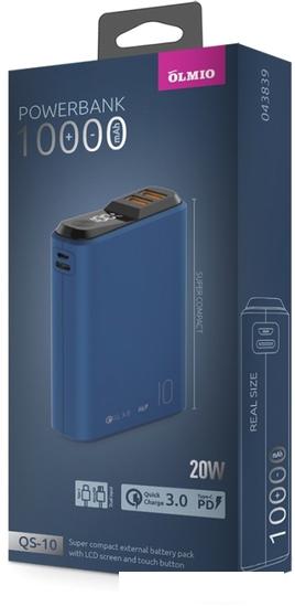 Внешний аккумулятор Olmio QS-10 10000mAh (темно-синий)