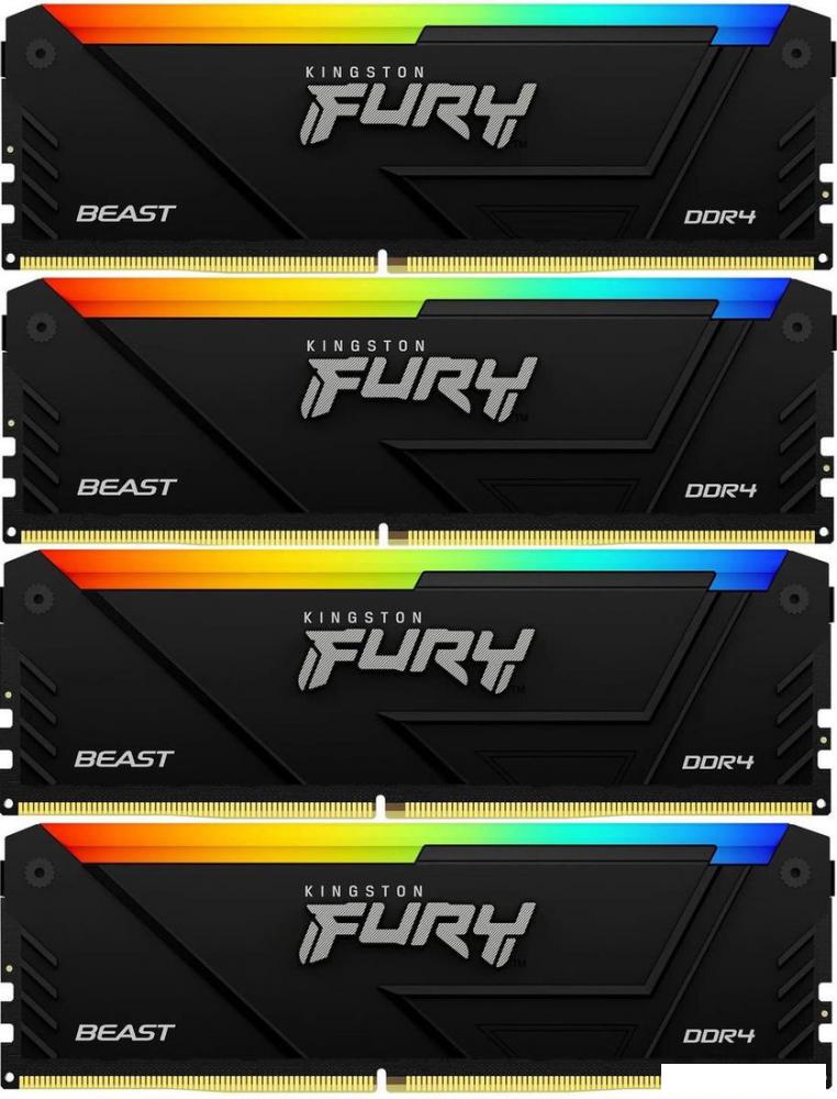Оперативная память Kingston FURY Beast RGB 4x16ГБ DDR4 2666 МГц KF432C16BB2AK4/64