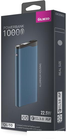 Внешний аккумулятор Olmio QL-10 10000mAh (голубой)