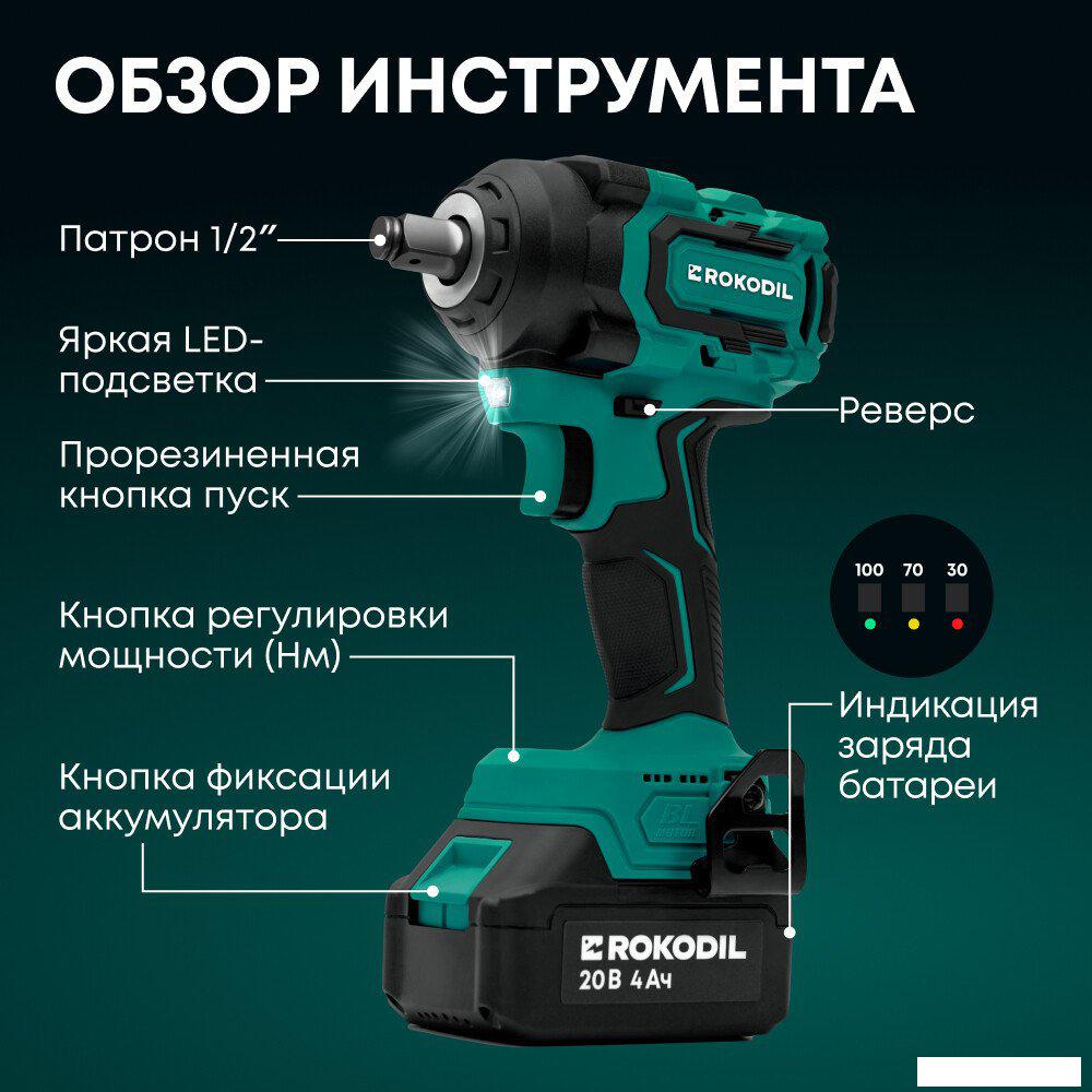 Гайковерт Rokodil Titan Pro (с 2-мя АКБ)