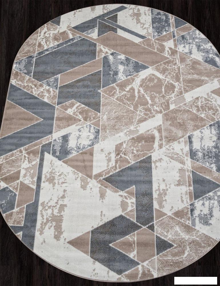 Ковры и ковровые дорожки Merinos Sierra F354-OVAL-BEIGE-BLUE (1.5х1.9)