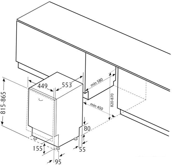 Встраиваемая посудомоечная машина Krona KASKATA 45 BI
