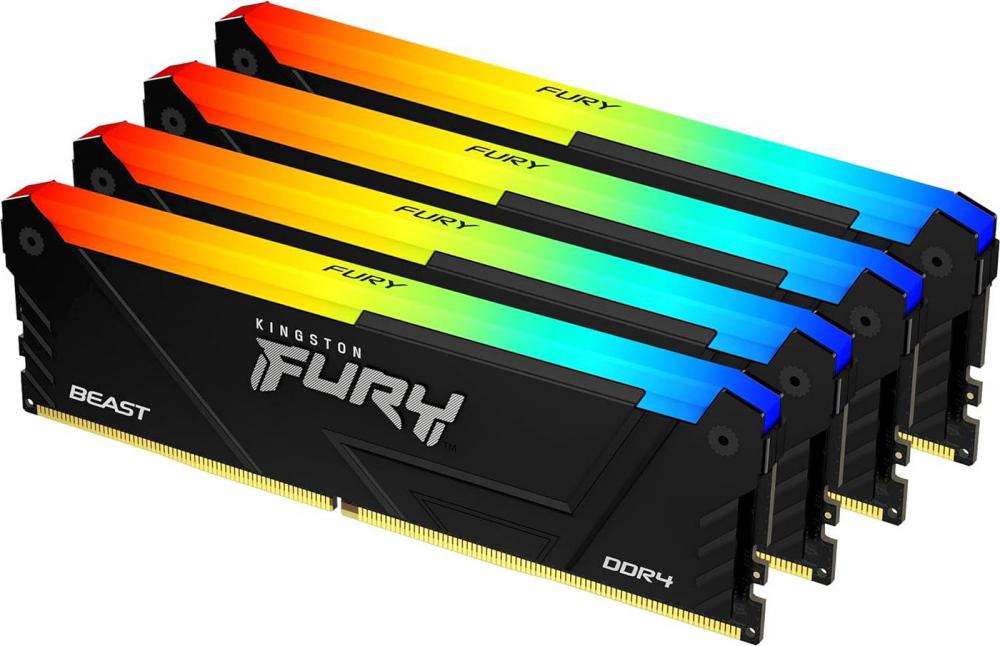 Оперативная память Kingston FURY Beast RGB 4x16ГБ DDR4 2666 МГц KF432C16BB2AK4/64