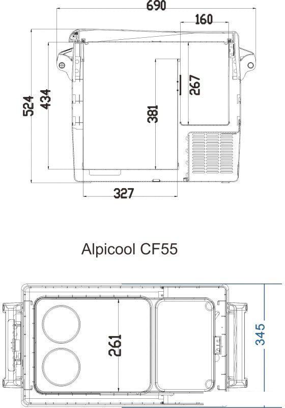Компрессорный автохолодильник Alpicool CF55 (без адаптера 220В)