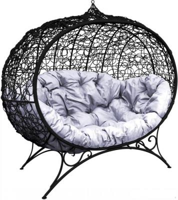Садовый диван M-Group Улей на ножках 11220409 (черный ротанг/серая подушка)