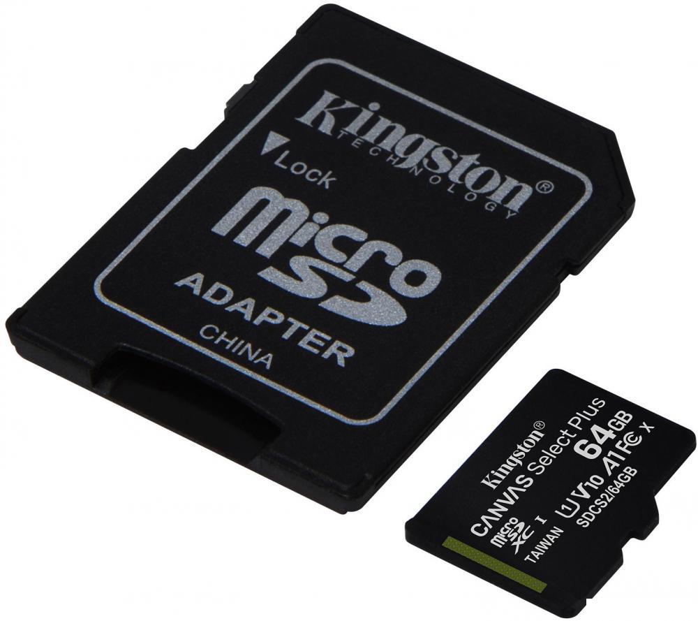 Карта памяти Kingston Canvas Select Plus microSDXC 64GB (с адаптером) Карта памяти Kingston Canvas Select Plus microSDXC 64GB (с адаптером)